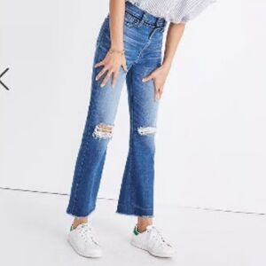 Madewell Blue Distressed Boot Cut Jeans